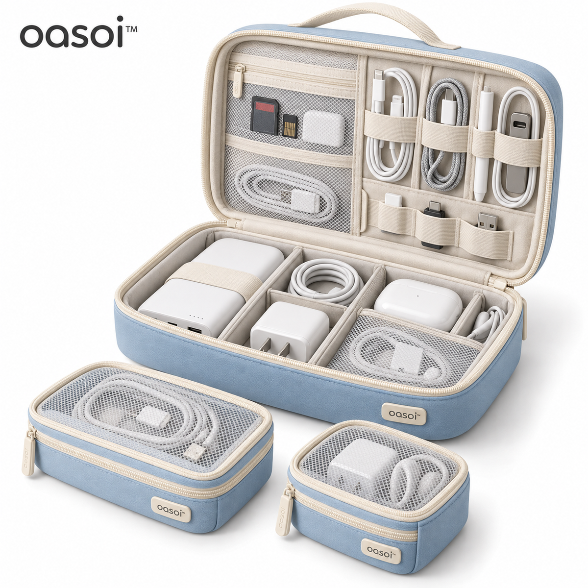 oasoi™ TechVoyage Modular Electronics Organizer Set — white background image