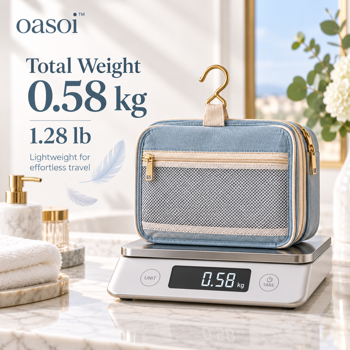 oasoi™ Skyfold Hanging Toiletry Organizer — weight image