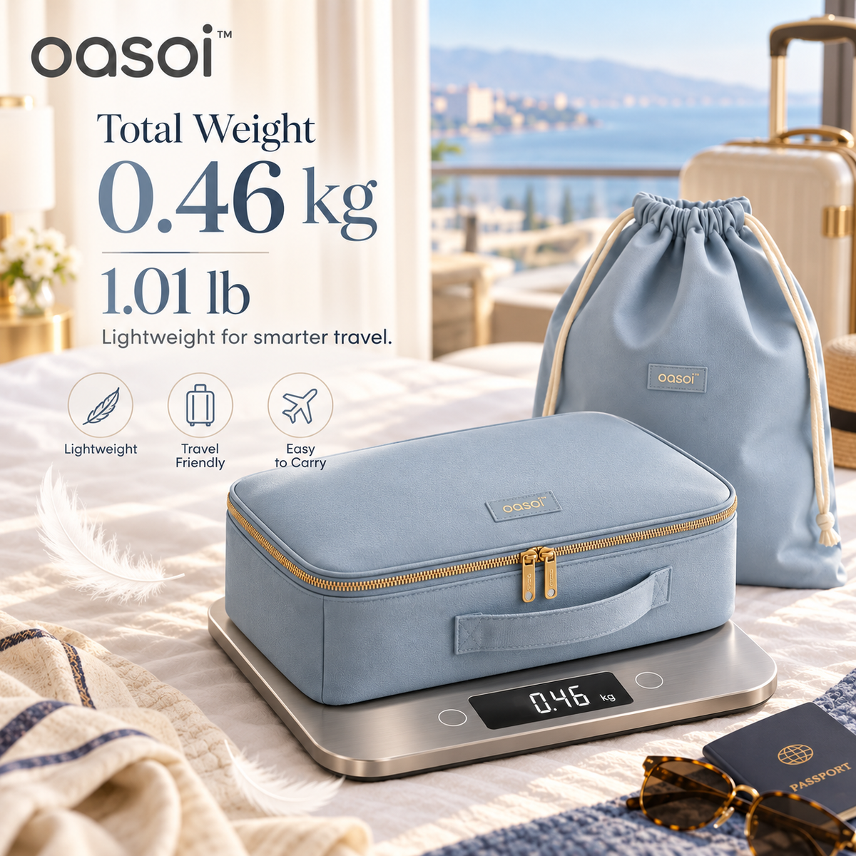 oasoi™ Pair & Pack travel shoe organizer set item-weight infographic