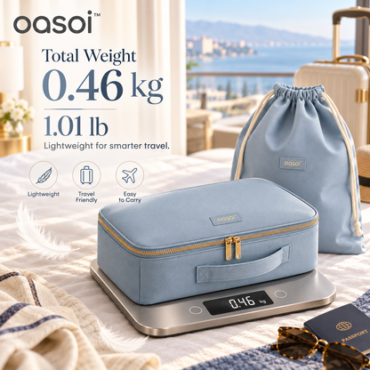 oasoi™ Pair & Pack travel shoe organizer set item-weight infographic