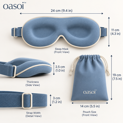 oasoi™ DriftSleep Contoured Travel Eye Mask — dimensions image