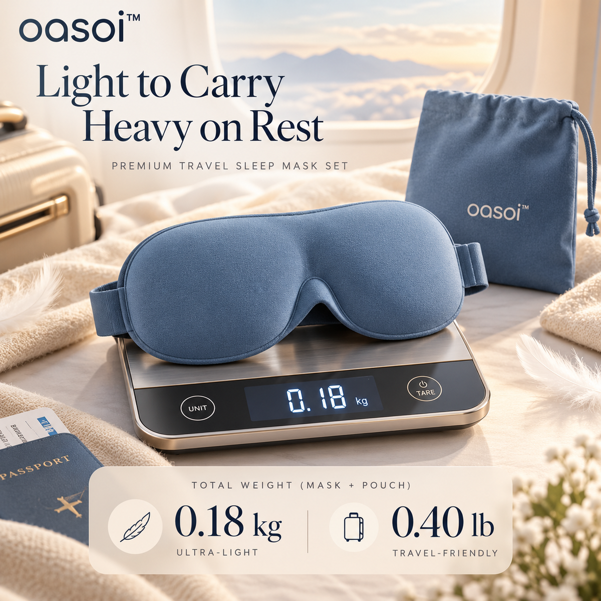 oasoi™ DriftSleep Contoured Travel Eye Mask — weight image