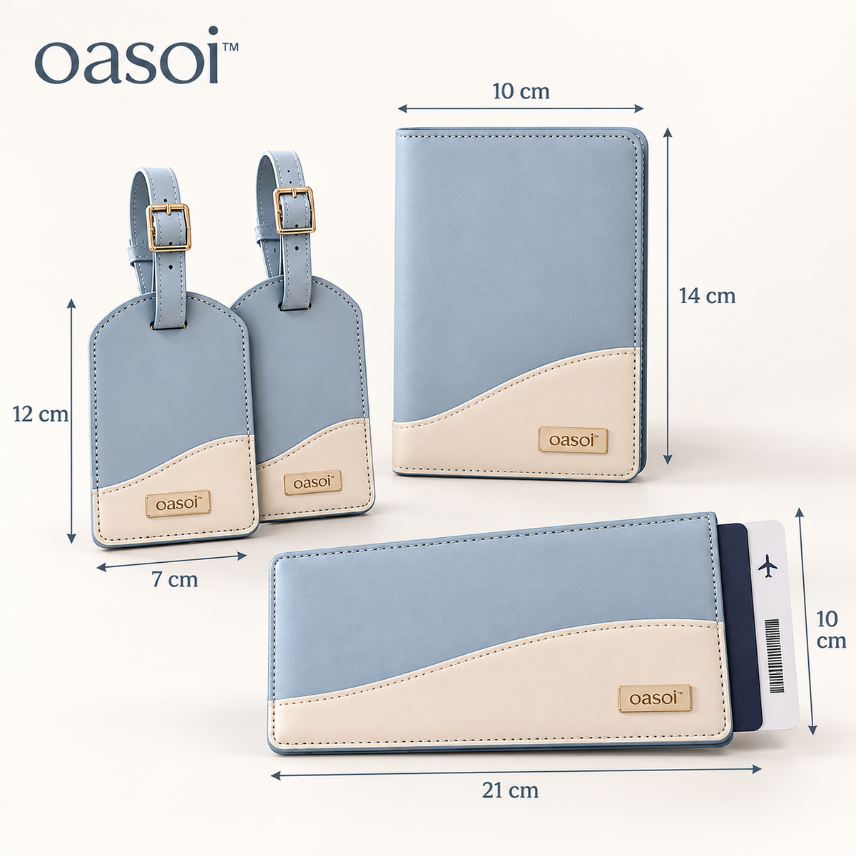 oasoi™ JourneyMark Luggage Tag and Document Set dimensions guide