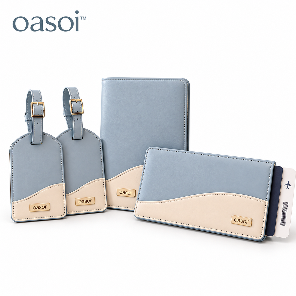 oasoi™ JourneyMark Luggage Tag and Document Set on a clean white background